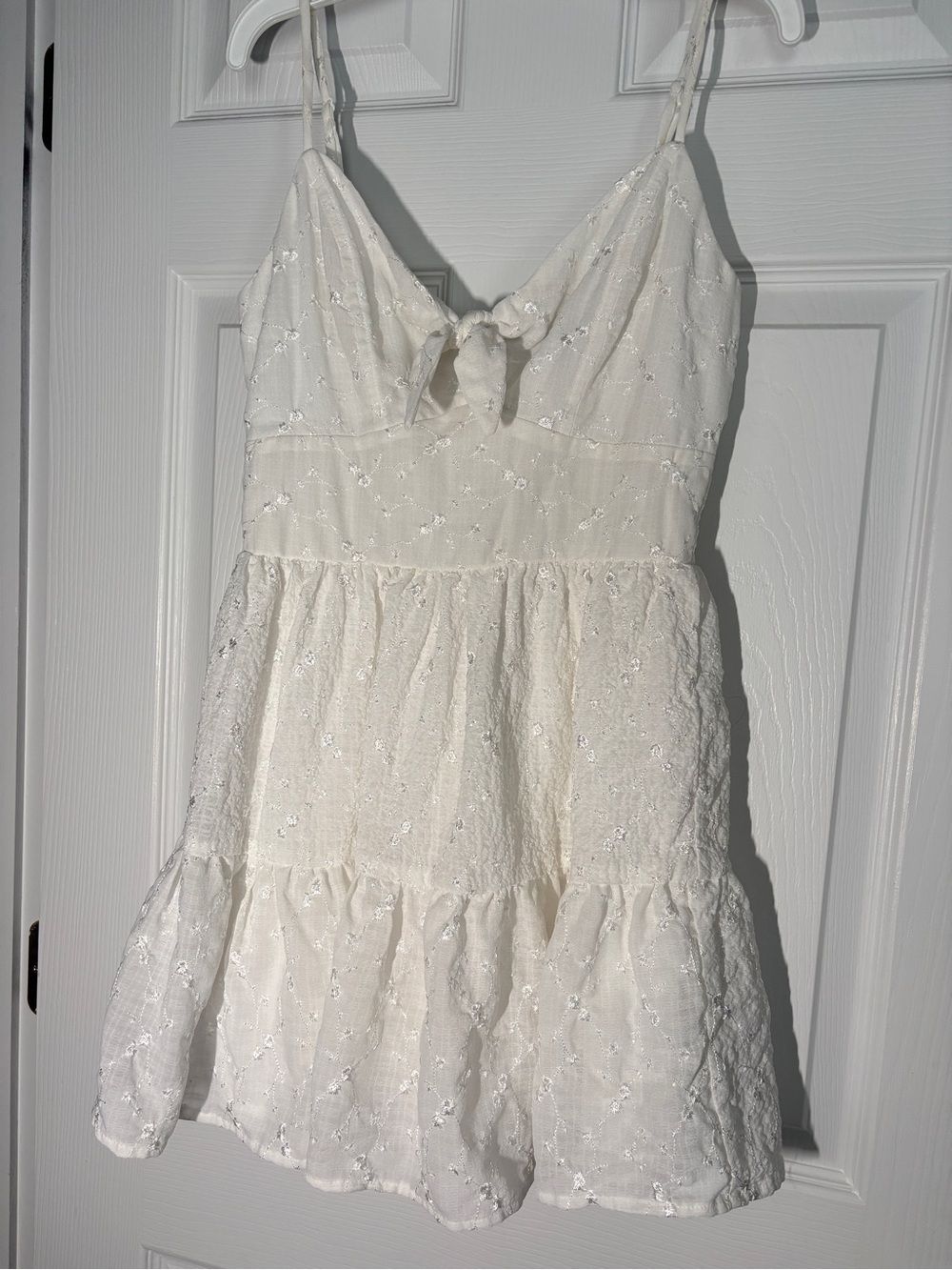 Trixxi White Eyelet Tiered Spaghetti Strap Sundress